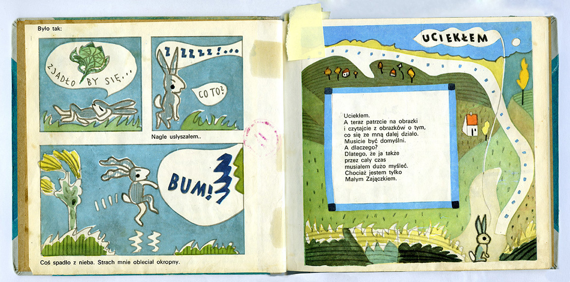  "Bunny Grey Ears" / "Zajączek szare uszko", written and illustrated by Mieczysław Piotrowski